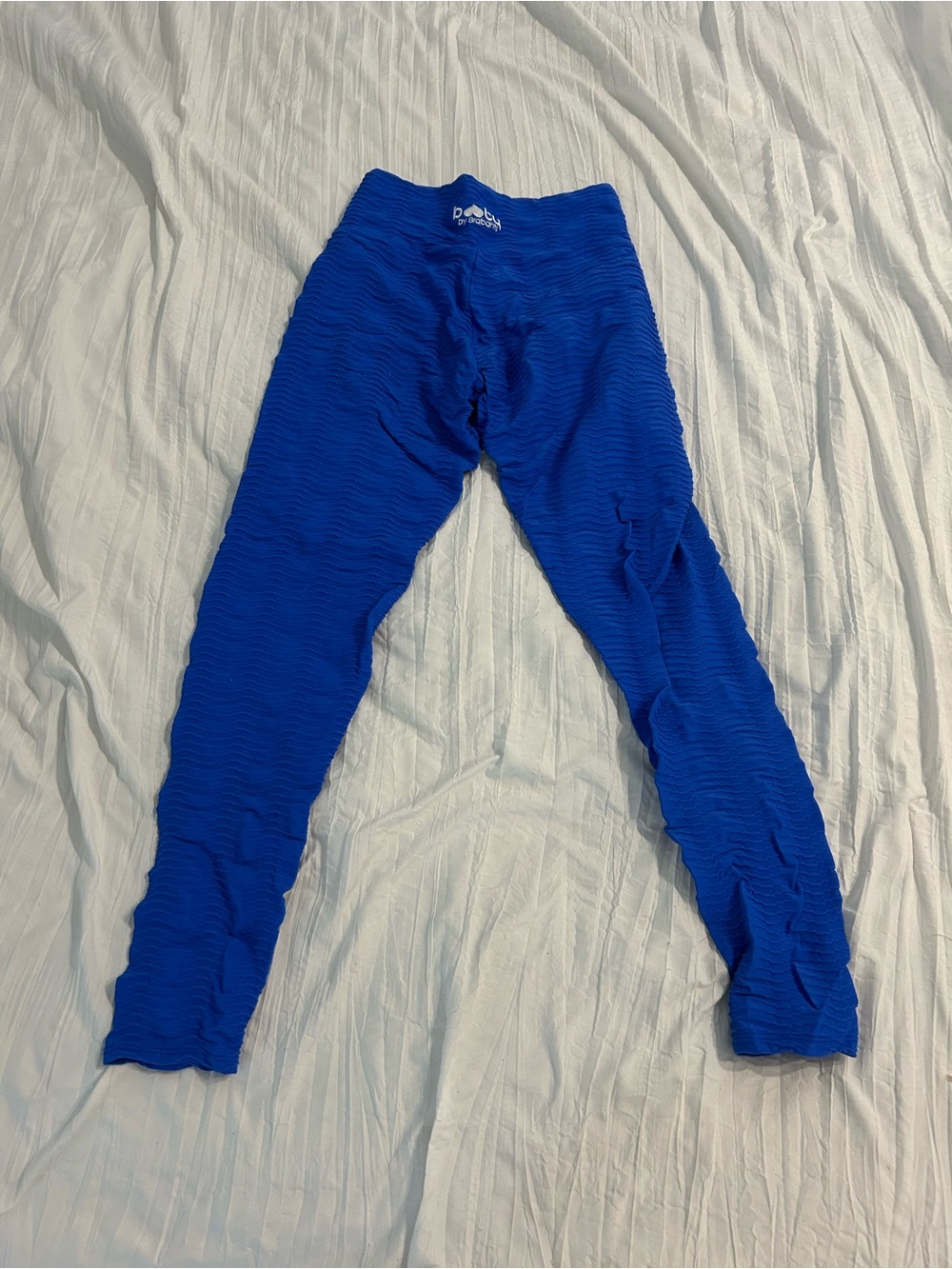Blue Textured Leggings